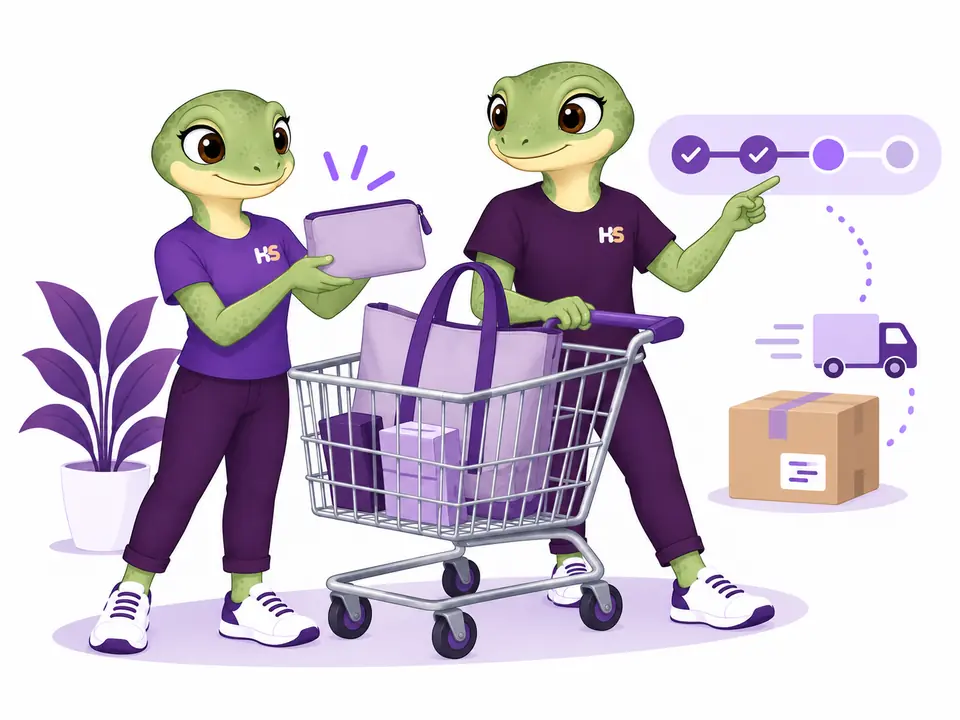 Le mascotte HookSpark presentano una custodia abbinata accanto al carrello.